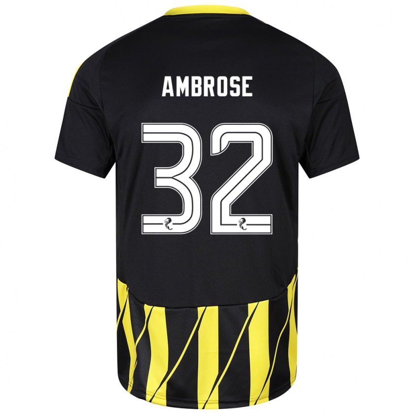 Kandiny Gyermek Peter Ambrose #32 Fekete Sárga Idegenbeli Jersey 2024/25 Mez Póló Ing