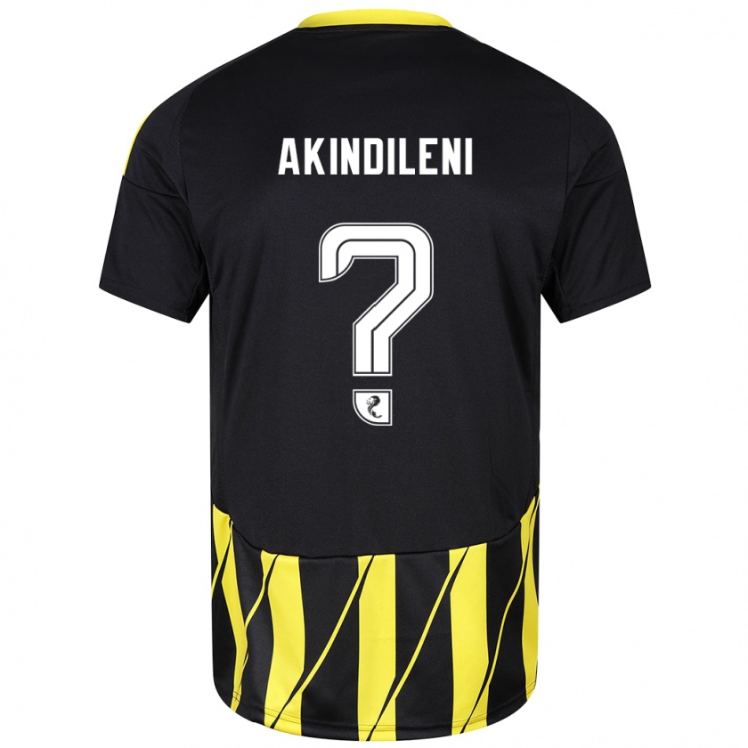 Kandiny Gyermek Timothy Akindileni #0 Fekete Sárga Idegenbeli Jersey 2024/25 Mez Póló Ing