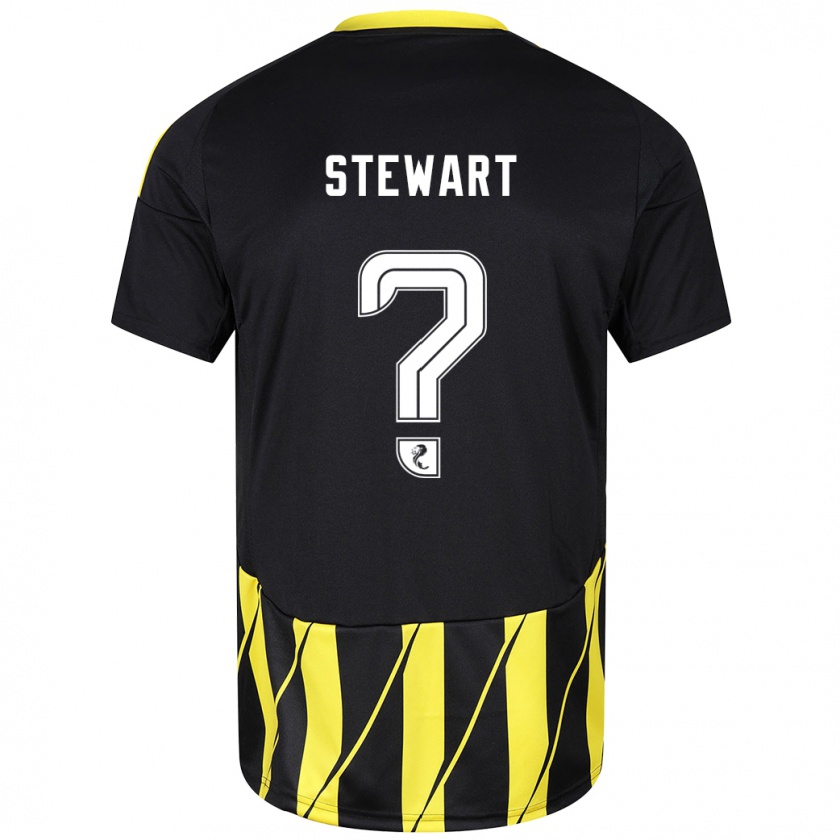 Kandiny Gyermek Alfie Stewart #0 Fekete Sárga Idegenbeli Jersey 2024/25 Mez Póló Ing