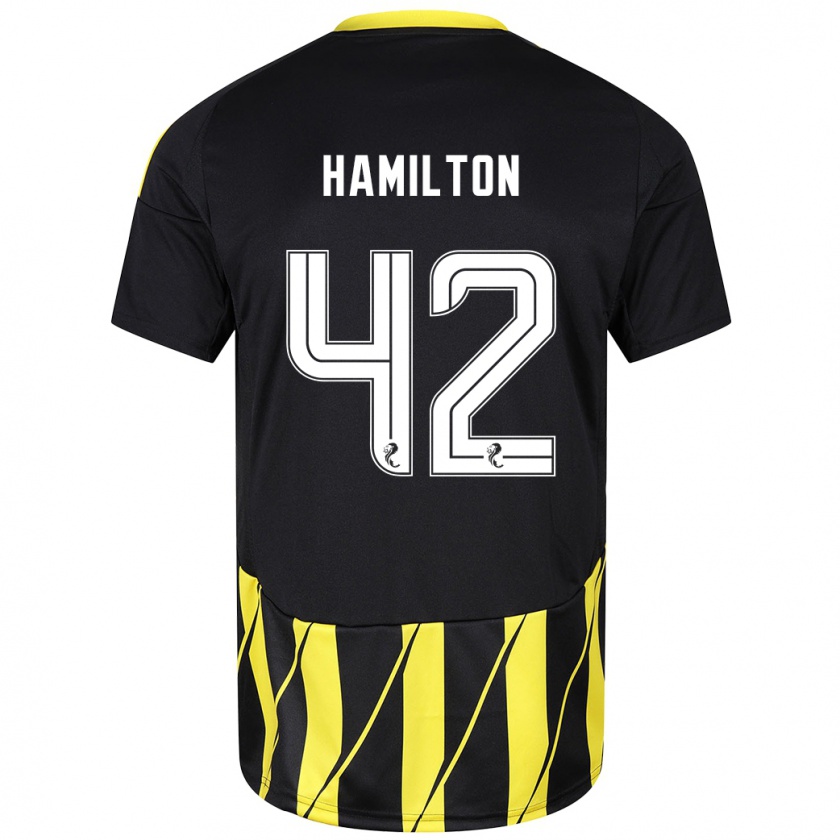 Kandiny Gyermek Brendan Hamilton #42 Fekete Sárga Idegenbeli Jersey 2024/25 Mez Póló Ing