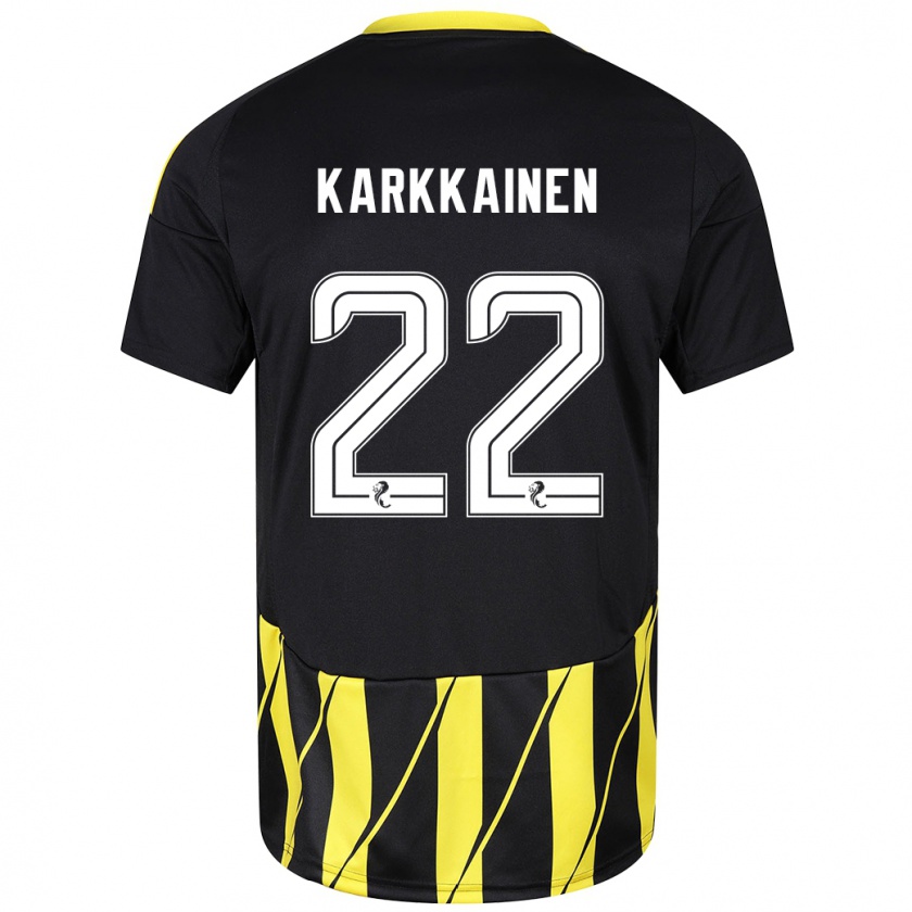 Kandiny Gyermek Elena Kärkkäinen #22 Fekete Sárga Idegenbeli Jersey 2024/25 Mez Póló Ing