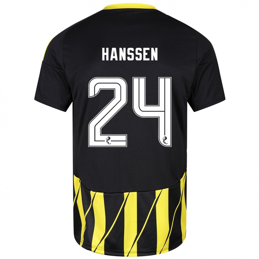 Kandiny Gyermek Nadine Hanssen #24 Fekete Sárga Idegenbeli Jersey 2024/25 Mez Póló Ing