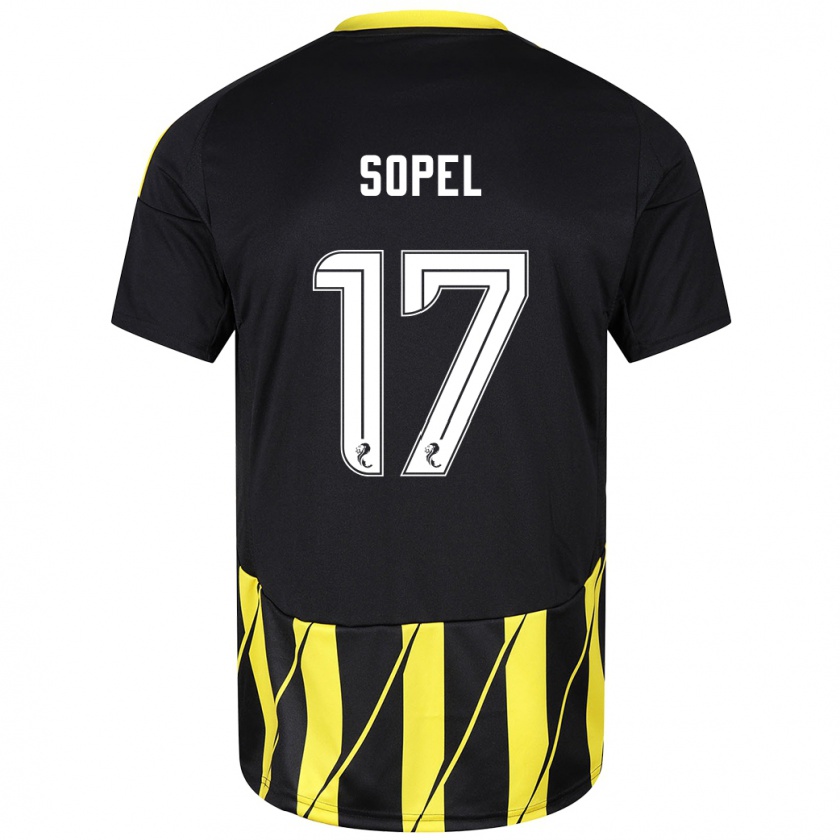 Kandiny Gyermek Nadia Sopel #17 Fekete Sárga Idegenbeli Jersey 2024/25 Mez Póló Ing