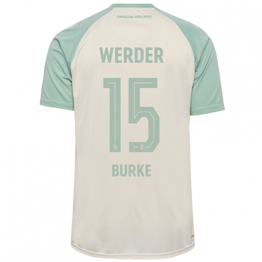 Kandiny Gyermek Oliver Burke #15 Törtfehér Világoszöld Idegenbeli Jersey 2024/25 Mez Póló Ing