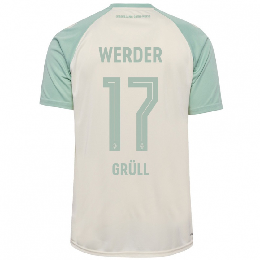 Kandiny Gyermek Marco Grüll #17 Törtfehér Világoszöld Idegenbeli Jersey 2024/25 Mez Póló Ing