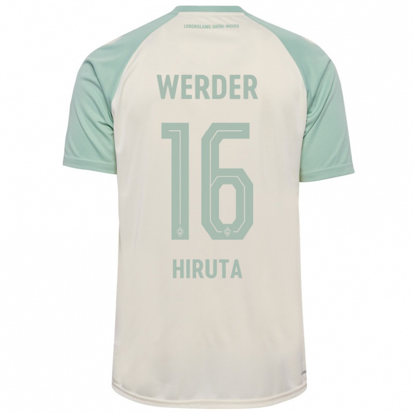 Kandiny Gyermek Ikumi Hiruta #16 Törtfehér Világoszöld Idegenbeli Jersey 2024/25 Mez Póló Ing