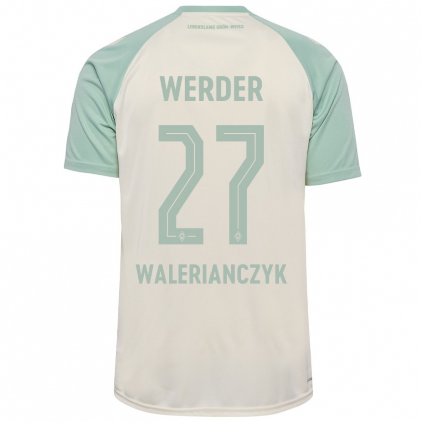 Kandiny Gyermek Dennis Walerianczyk #27 Törtfehér Világoszöld Idegenbeli Jersey 2024/25 Mez Póló Ing