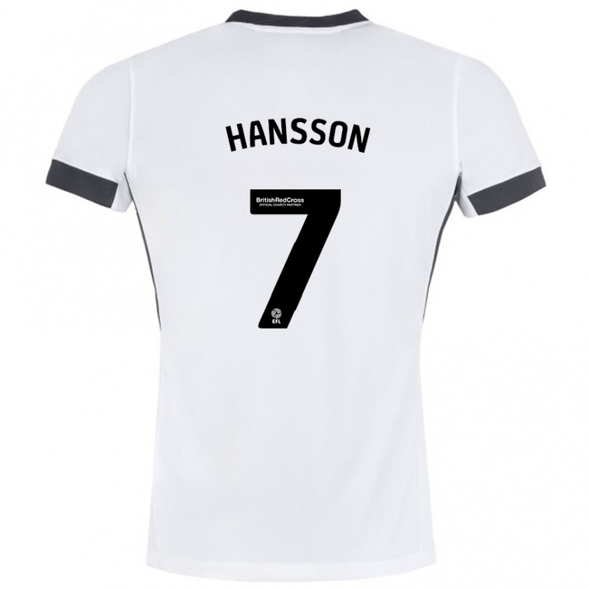 Kandiny Gyermek Emil Hansson #7 Fehér Fekete Idegenbeli Jersey 2024/25 Mez Póló Ing