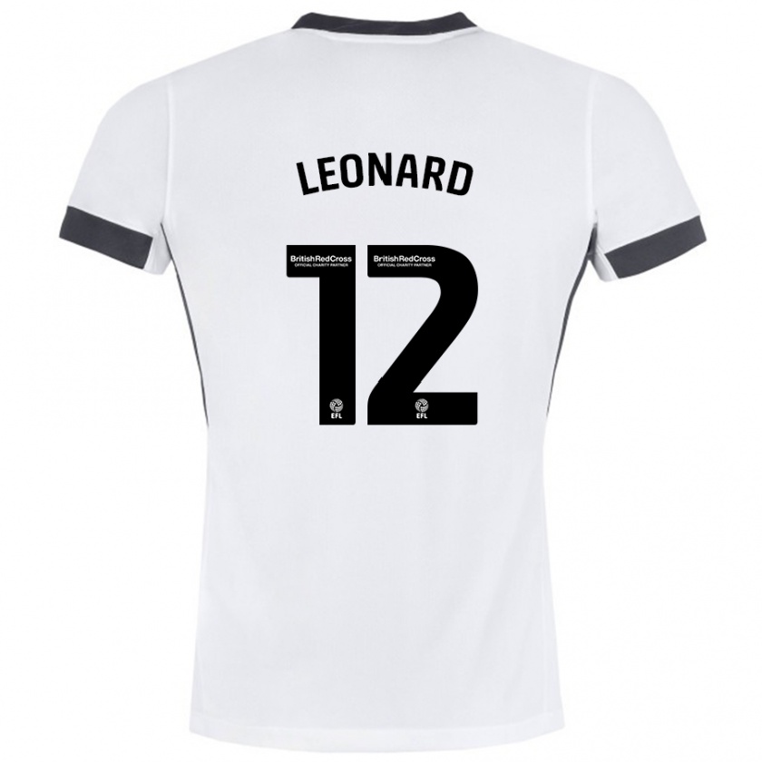 Kandiny Gyermek Marc Leonard #12 Fehér Fekete Idegenbeli Jersey 2024/25 Mez Póló Ing