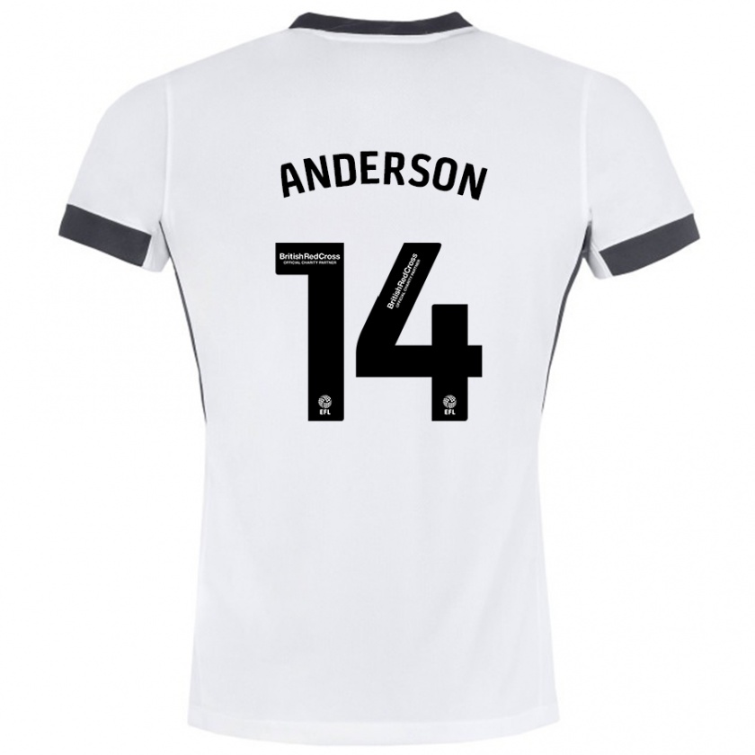 Kandiny Gyermek Keshi Anderson #14 Fehér Fekete Idegenbeli Jersey 2024/25 Mez Póló Ing