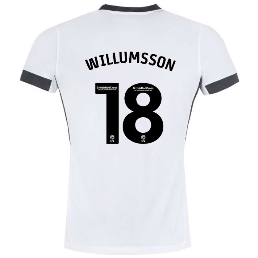 Kandiny Gyermek Willum Thór Willumsson #18 Fehér Fekete Idegenbeli Jersey 2024/25 Mez Póló Ing