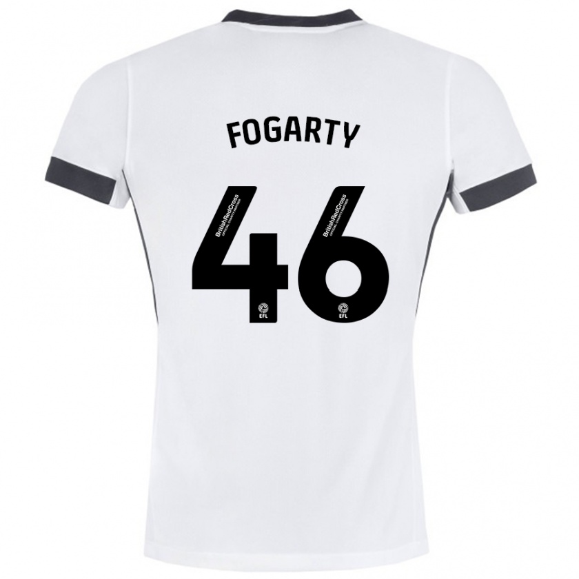 Kandiny Gyermek Tom Fogarty #46 Fehér Fekete Idegenbeli Jersey 2024/25 Mez Póló Ing