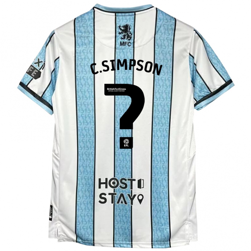 Kandiny Gyermek Cameron Simpson #0 Fehér Kék Idegenbeli Jersey 2024/25 Mez Póló Ing