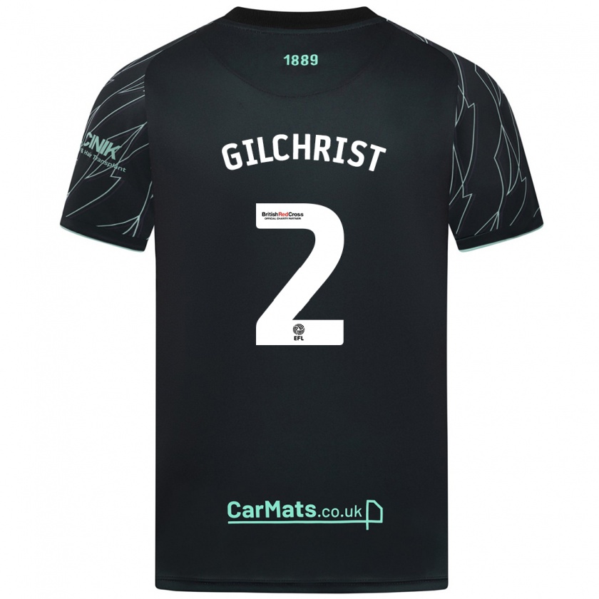 Kandiny Gyermek Alfie Gilchrist #2 Fekete Zöld Idegenbeli Jersey 2024/25 Mez Póló Ing