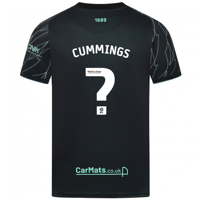 Kandiny Gyermek Ethan Cummings #0 Fekete Zöld Idegenbeli Jersey 2024/25 Mez Póló Ing