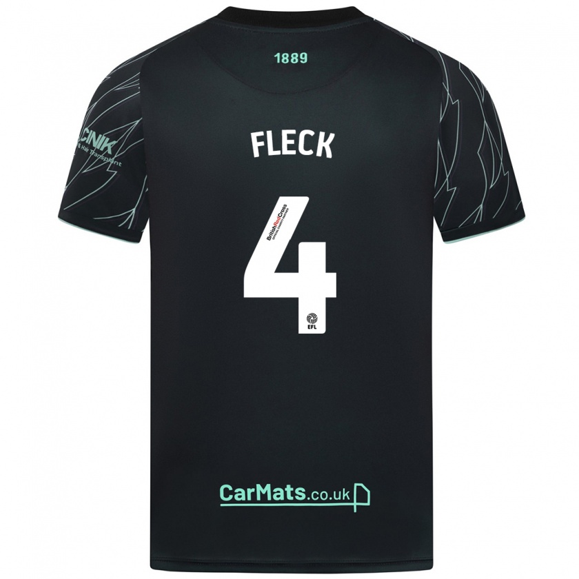 Kandiny Gyermek John Fleck #4 Fekete Zöld Idegenbeli Jersey 2024/25 Mez Póló Ing