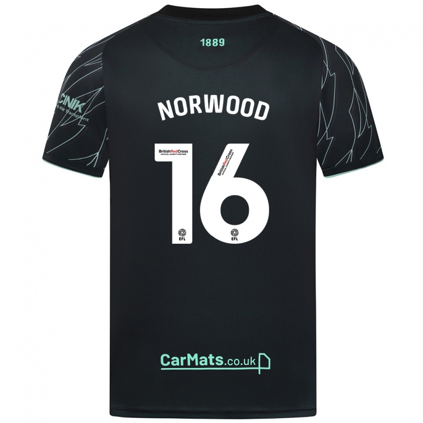 Kandiny Gyermek Oliver Norwood #16 Fekete Zöld Idegenbeli Jersey 2024/25 Mez Póló Ing