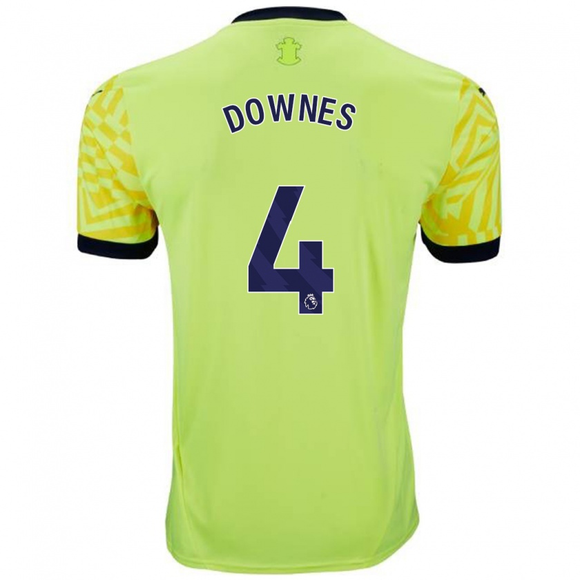 Kandiny Gyermek Flynn Downes #4 Sárga Idegenbeli Jersey 2024/25 Mez Póló Ing