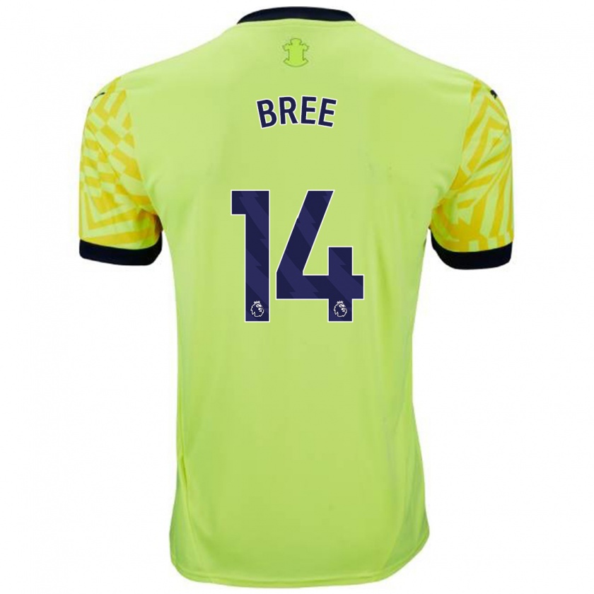 Kandiny Gyermek James Bree #14 Sárga Idegenbeli Jersey 2024/25 Mez Póló Ing