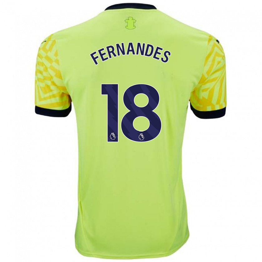 Kandiny Gyermek Mateus Fernandes #18 Sárga Idegenbeli Jersey 2024/25 Mez Póló Ing