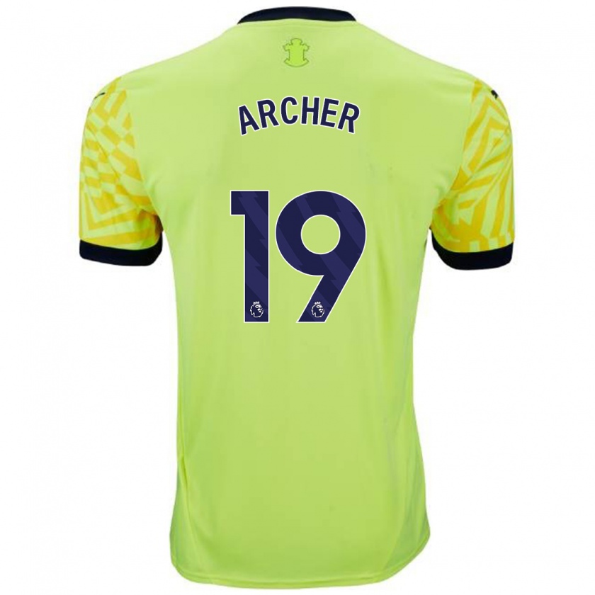 Kandiny Gyermek Cameron Archer #19 Sárga Idegenbeli Jersey 2024/25 Mez Póló Ing