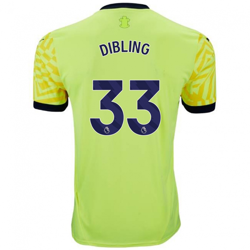 Kandiny Gyermek Tyler Dibling #33 Sárga Idegenbeli Jersey 2024/25 Mez Póló Ing