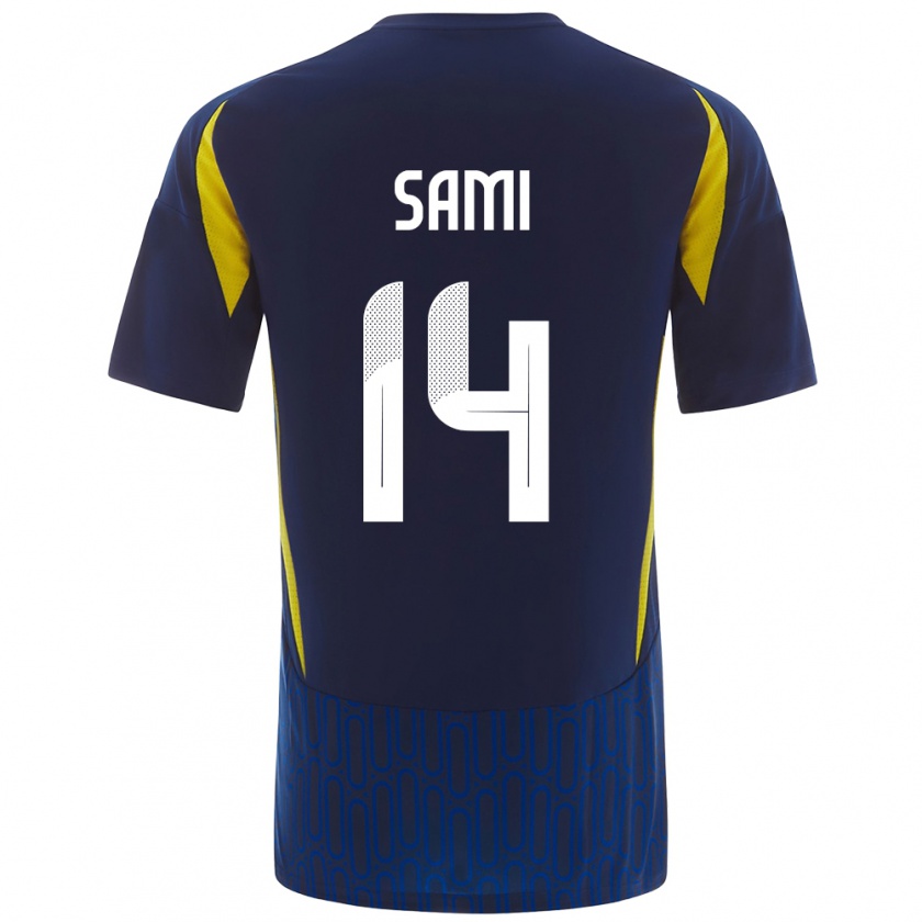 Kandiny Gyermek Sami Al-Najei #14 Kék Sárga Idegenbeli Jersey 2024/25 Mez Póló Ing