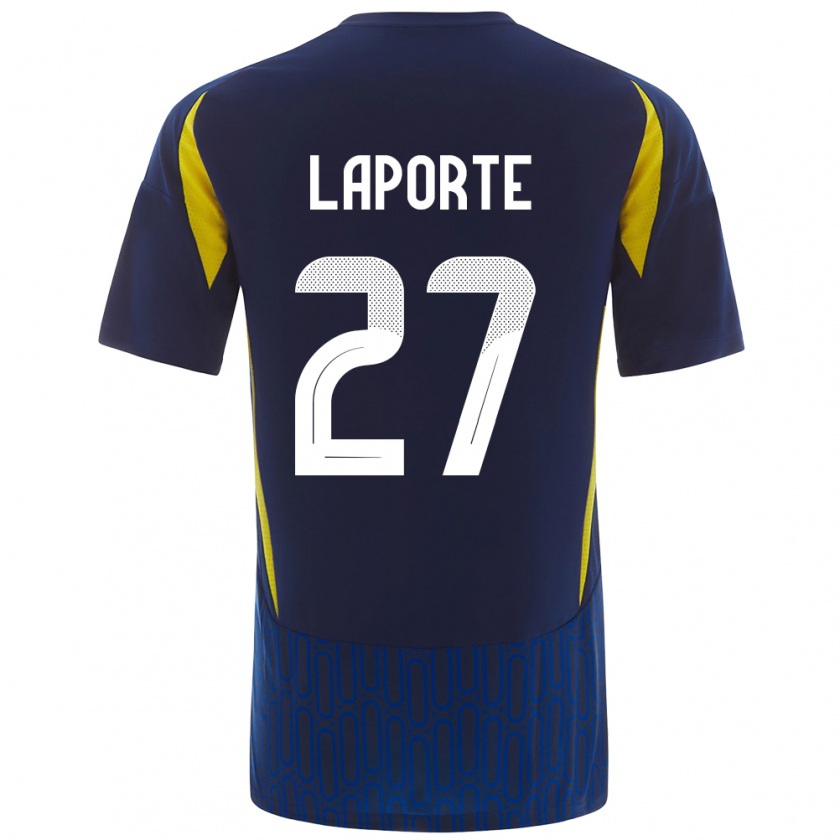 Kandiny Gyermek Aymeric Laporte #27 Kék Sárga Idegenbeli Jersey 2024/25 Mez Póló Ing