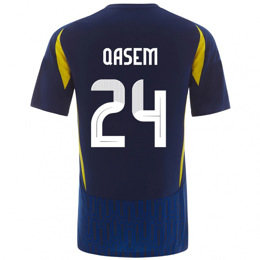 Kandiny Gyermek Mohammed Qasem #24 Kék Sárga Idegenbeli Jersey 2024/25 Mez Póló Ing