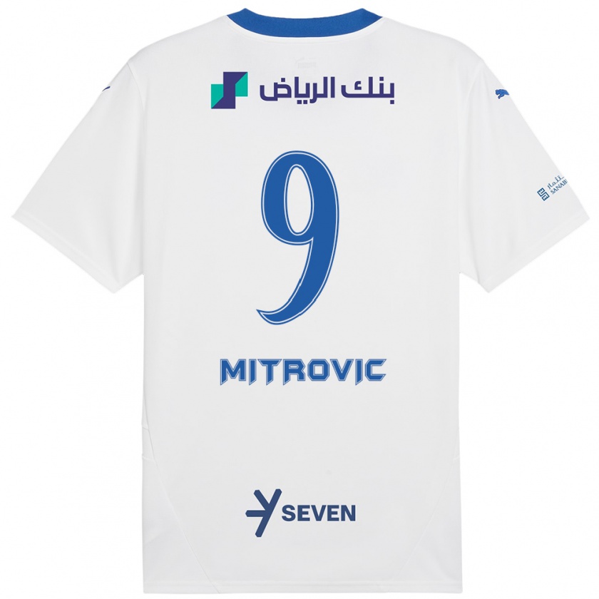 Kandiny Gyermek Aleksandar Mitrović #9 Fehér Kék Idegenbeli Jersey 2024/25 Mez Póló Ing