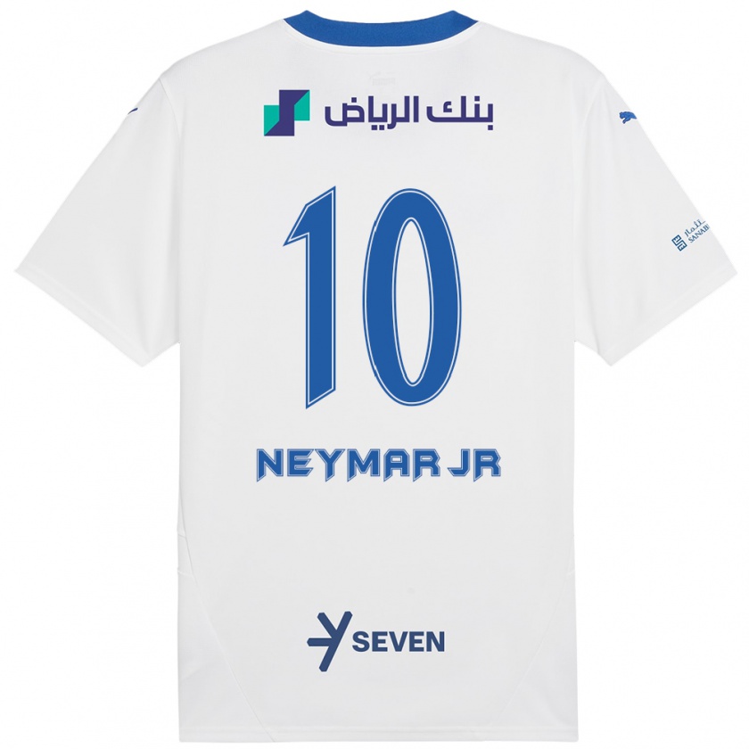 Kandiny Gyermek Neymar #10 Fehér Kék Idegenbeli Jersey 2024/25 Mez Póló Ing