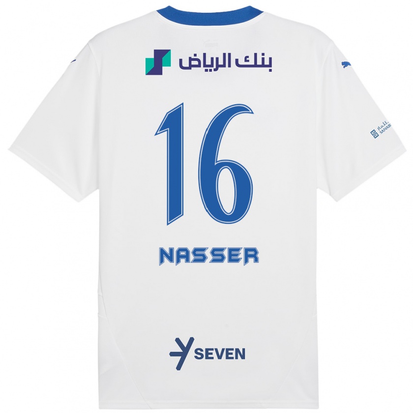 Kandiny Gyermek Nasser Al-Dawsari #16 Fehér Kék Idegenbeli Jersey 2024/25 Mez Póló Ing