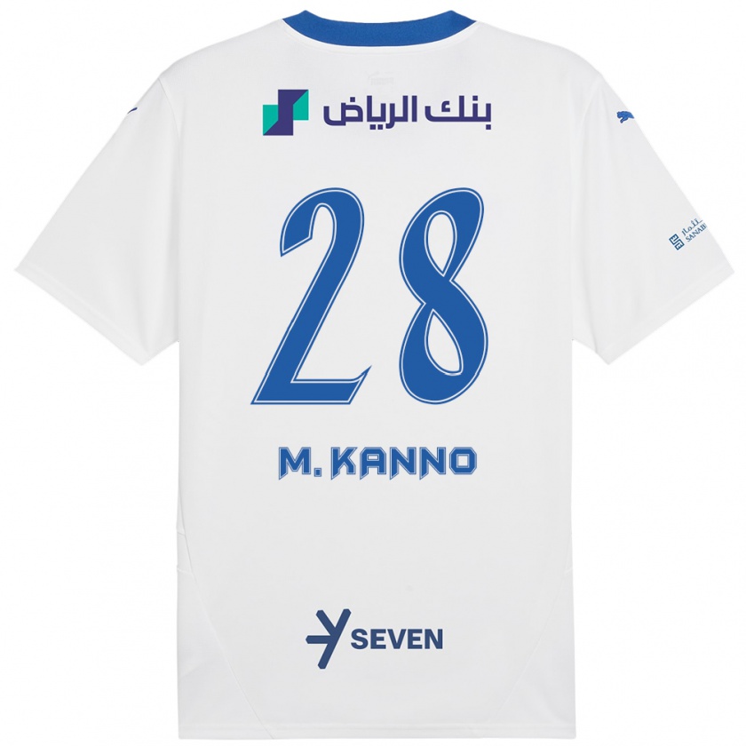 Kandiny Gyermek Mohamed Kanno #28 Fehér Kék Idegenbeli Jersey 2024/25 Mez Póló Ing