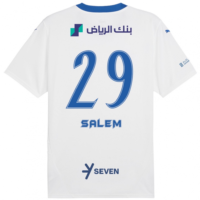 Kandiny Gyermek Salem Al-Dawsari #29 Fehér Kék Idegenbeli Jersey 2024/25 Mez Póló Ing