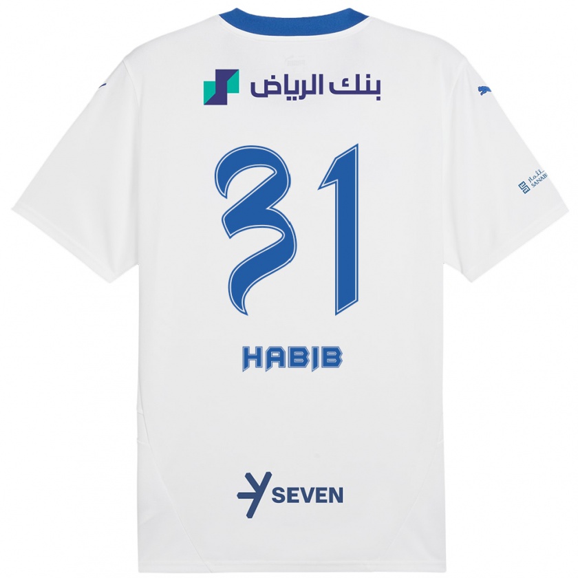 Kandiny Gyermek Habib Al-Wutaian #31 Fehér Kék Idegenbeli Jersey 2024/25 Mez Póló Ing