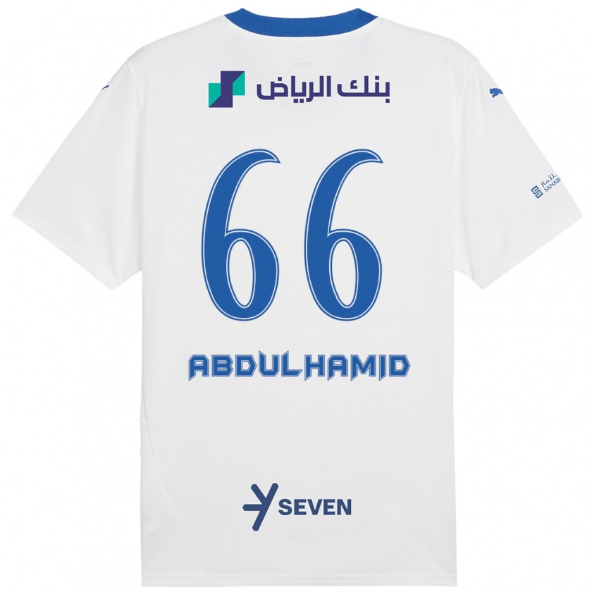 Kandiny Gyermek Saud Abdulhamid #66 Fehér Kék Idegenbeli Jersey 2024/25 Mez Póló Ing