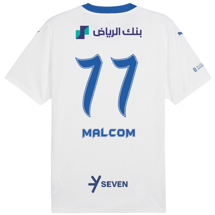 Kandiny Gyermek Malcom #77 Fehér Kék Idegenbeli Jersey 2024/25 Mez Póló Ing