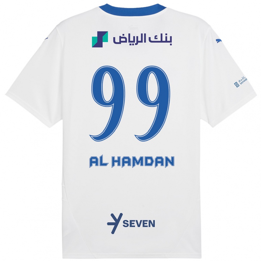 Kandiny Gyermek Abdullah Al-Hamdan #99 Fehér Kék Idegenbeli Jersey 2024/25 Mez Póló Ing