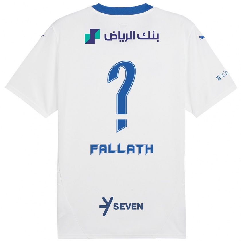 Kandiny Gyermek Fahad Fallath #0 Fehér Kék Idegenbeli Jersey 2024/25 Mez Póló Ing