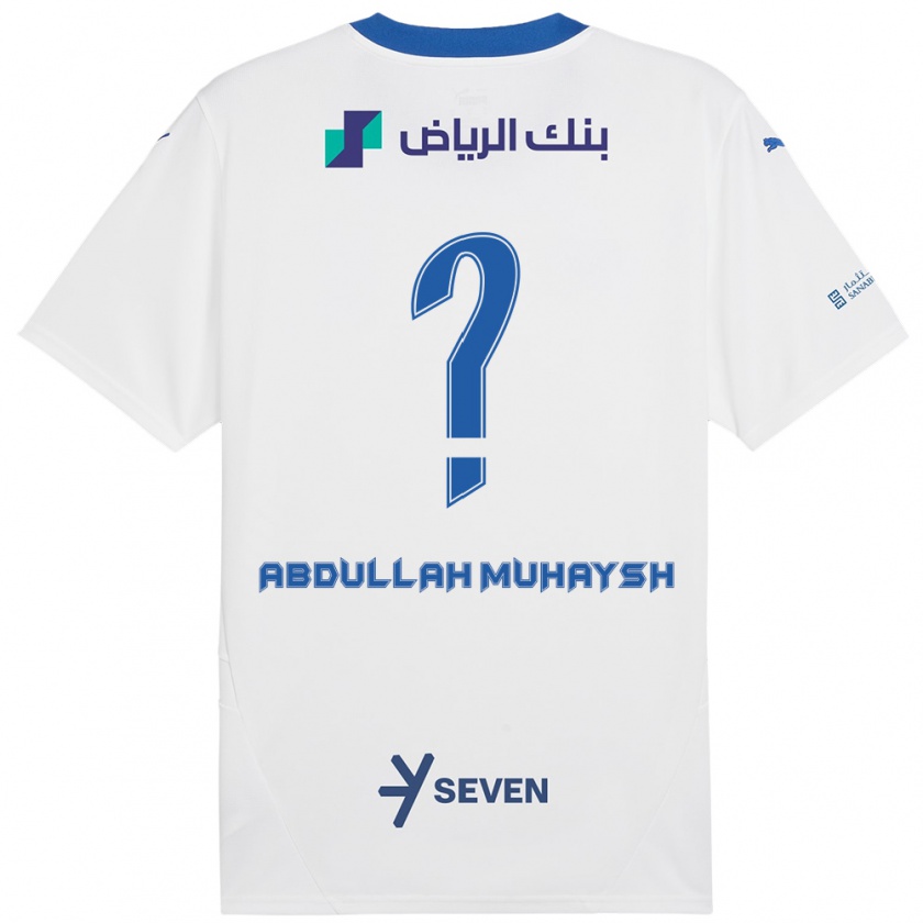 Kandiny Gyermek Mohammed Abdullah Muhaysh #0 Fehér Kék Idegenbeli Jersey 2024/25 Mez Póló Ing