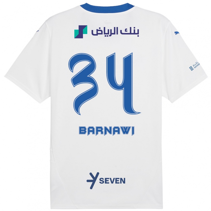 Kandiny Gyermek Saleh Barnawi #34 Fehér Kék Idegenbeli Jersey 2024/25 Mez Póló Ing