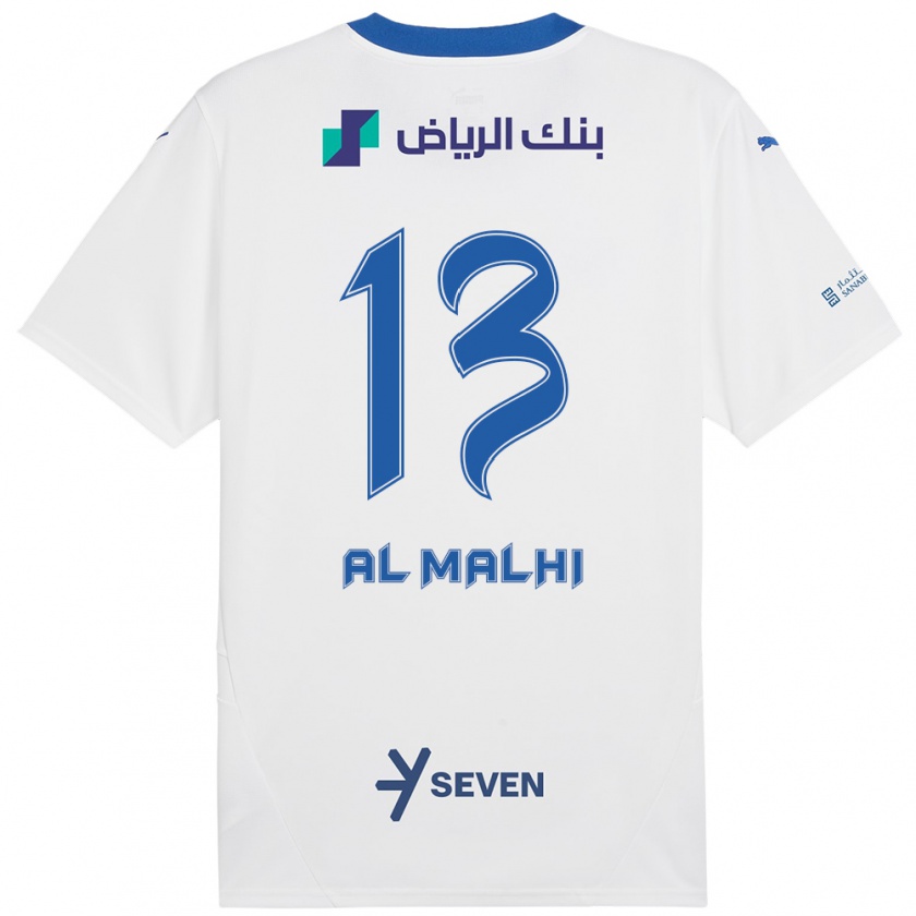 Kandiny Gyermek Al Muhra Al-Malhi #13 Fehér Kék Idegenbeli Jersey 2024/25 Mez Póló Ing