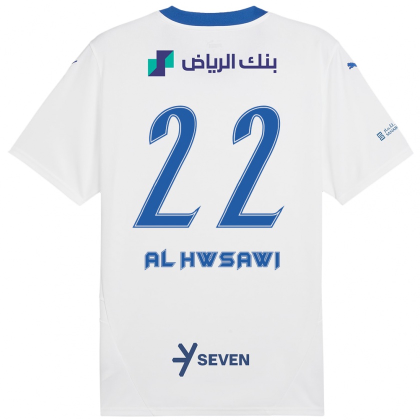 Kandiny Gyermek Shorouq Al-Hwsawi #22 Fehér Kék Idegenbeli Jersey 2024/25 Mez Póló Ing