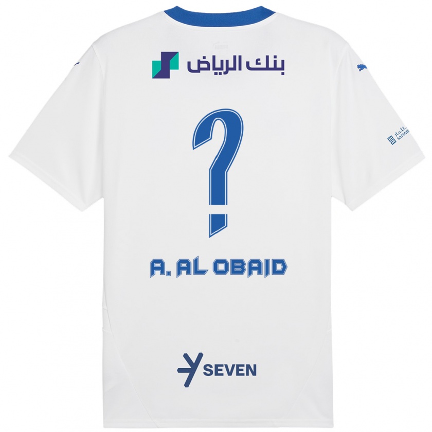 Kandiny Gyermek Abdulrahman Al-Obaid #0 Fehér Kék Idegenbeli Jersey 2024/25 Mez Póló Ing