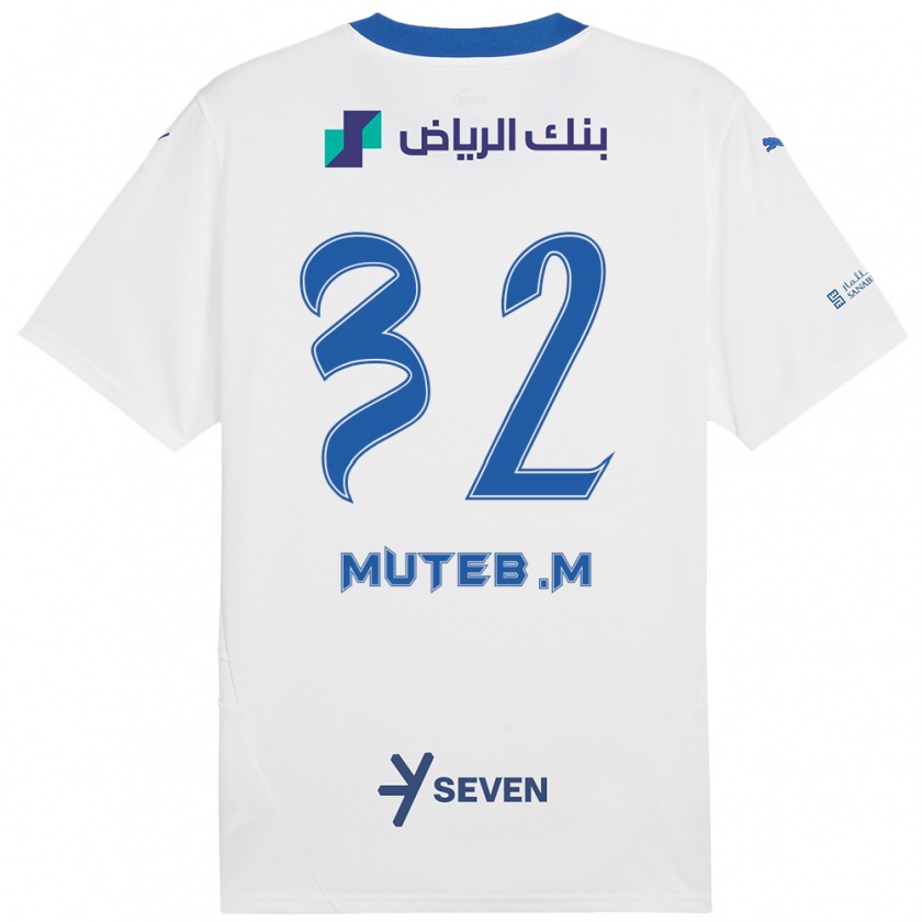 Kandiny Gyermek Muteb Al-Mufarrij #32 Fehér Kék Idegenbeli Jersey 2024/25 Mez Póló Ing