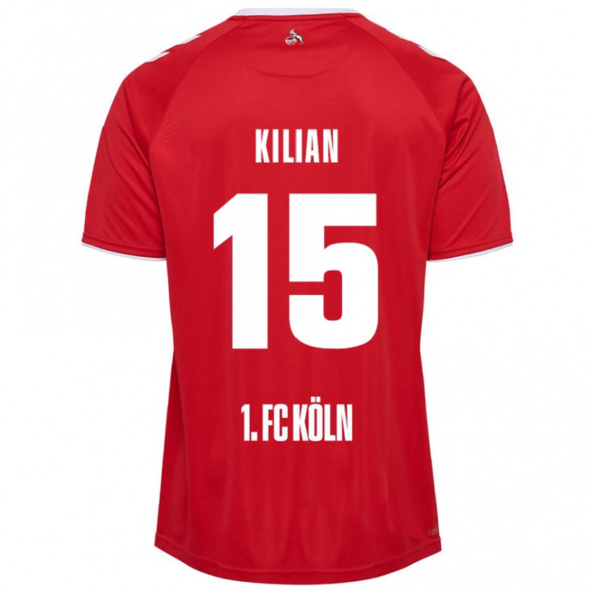 Kandiny Gyermek Luca Kilian #15 Piros Fehér Idegenbeli Jersey 2024/25 Mez Póló Ing