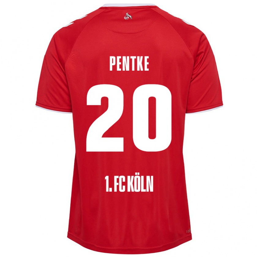 Kandiny Gyermek Philipp Pentke #20 Piros Fehér Idegenbeli Jersey 2024/25 Mez Póló Ing