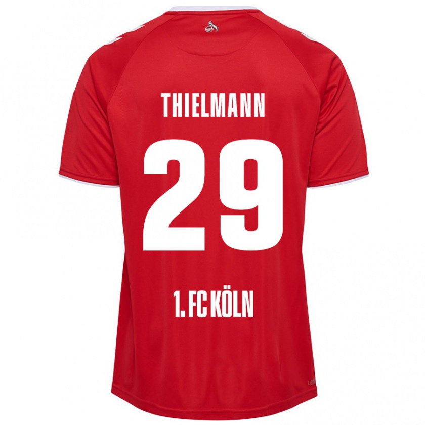 Kandiny Gyermek Jan Thielmann #29 Piros Fehér Idegenbeli Jersey 2024/25 Mez Póló Ing