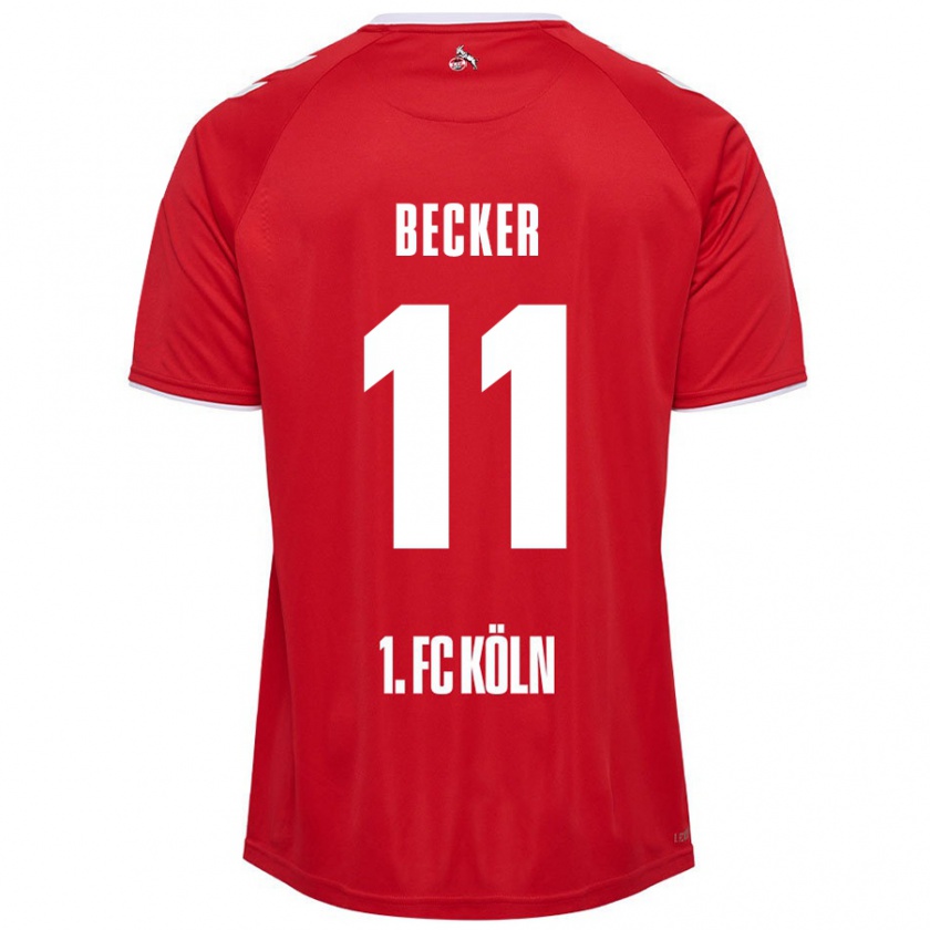 Kandiny Gyermek Marlon Becker #11 Piros Fehér Idegenbeli Jersey 2024/25 Mez Póló Ing