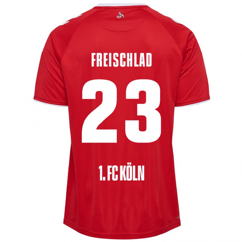 Kandiny Gyermek Yannick Freischlad #23 Piros Fehér Idegenbeli Jersey 2024/25 Mez Póló Ing